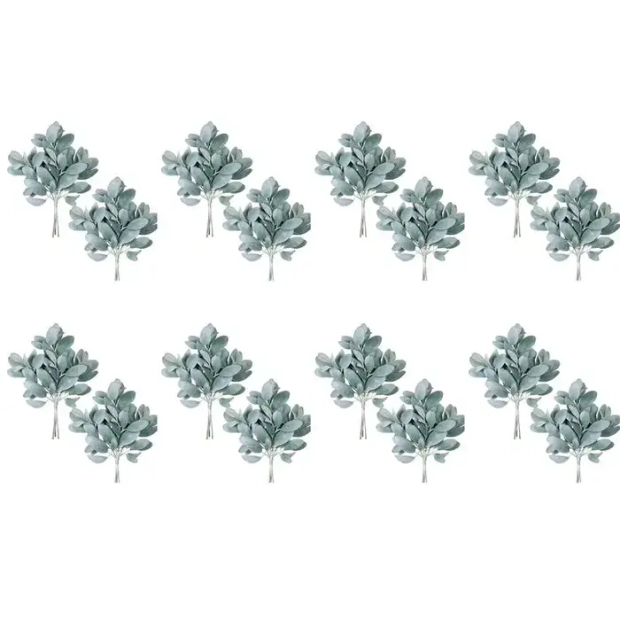 A36T-64Pcs Feuilles artificielles floquées en forme d'oreilles d'agneau