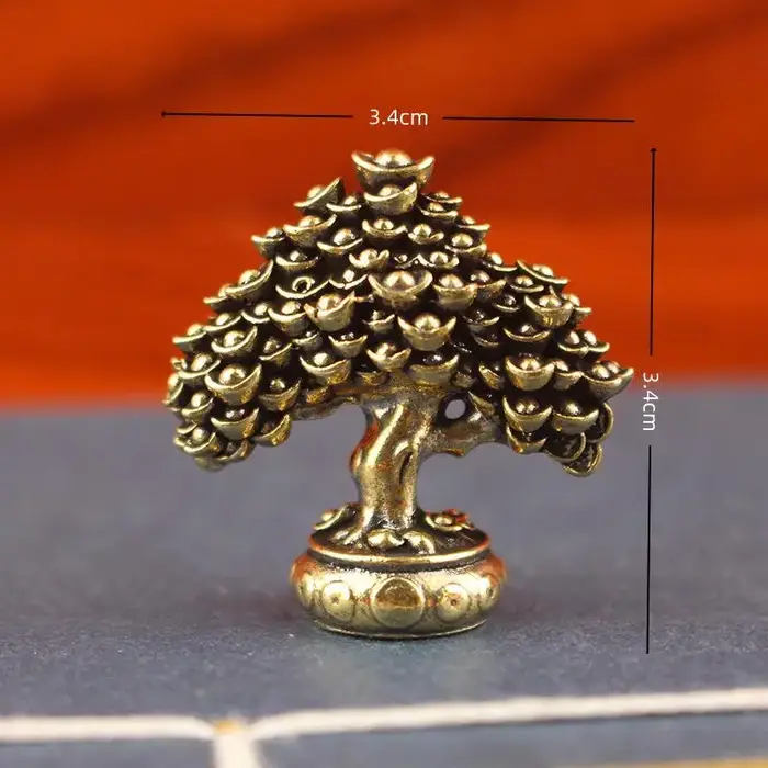 Ornements d'arbre de Fortune en laiton, lingot d'arbre en pot, ornements rétro en laiton, Sculpture 