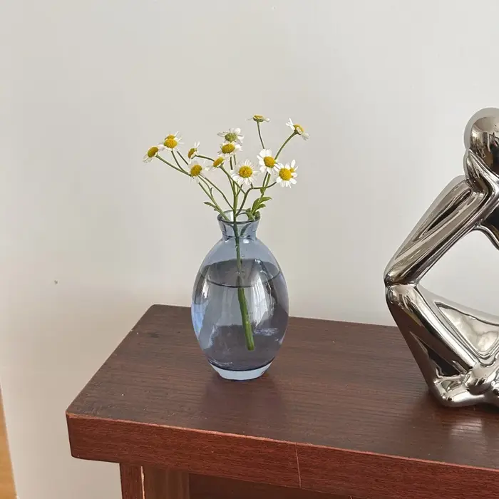 Mini vase à fleurs en verre transparent