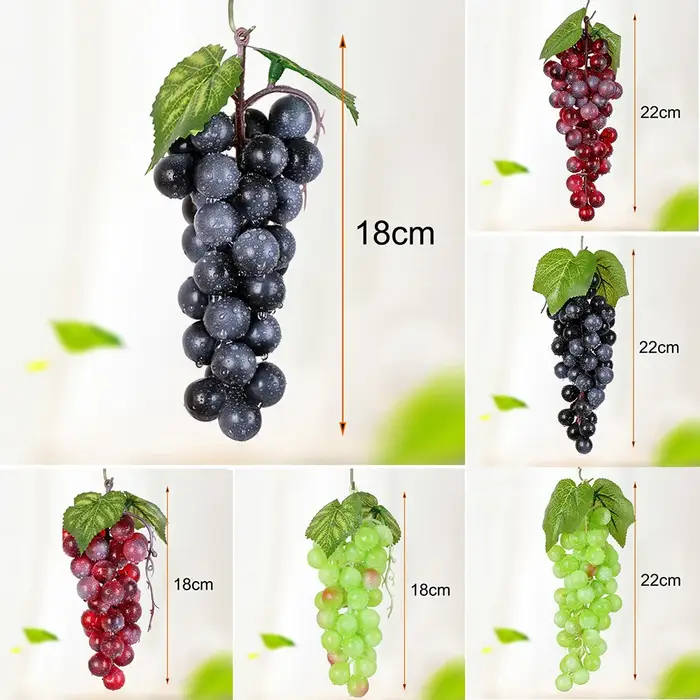Grappe de raisins artificiels finition mate faux raisin bouquet 18 pièces ornements