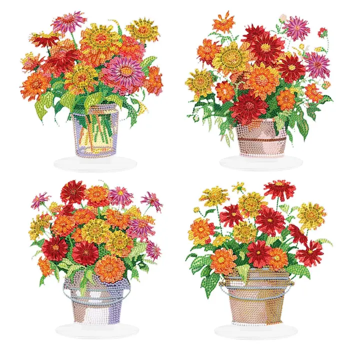 Kits d'art diamanté 2D DIY pour vase à fleurs plat