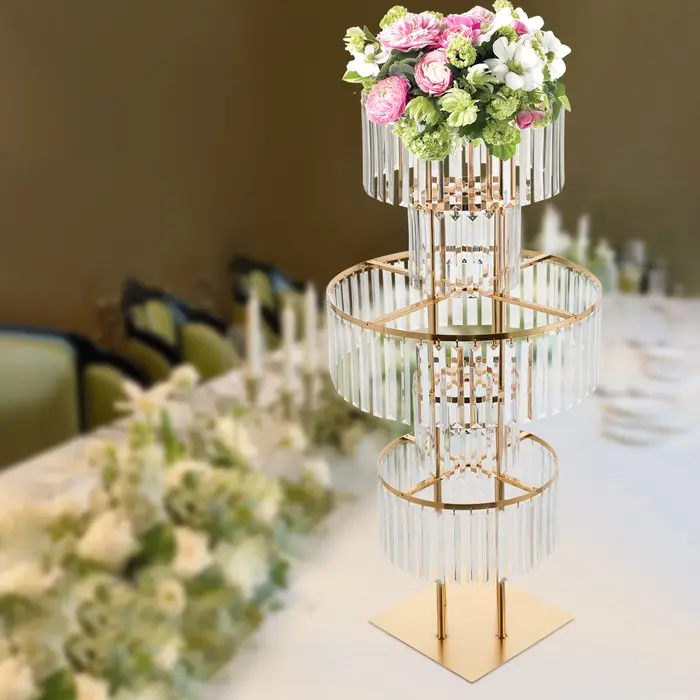 5 niveaux or/argent centres de table de mariage support de fleur Vase pièce maîtresse support de fle