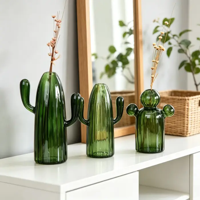 Vase en verre en forme de Cactus
