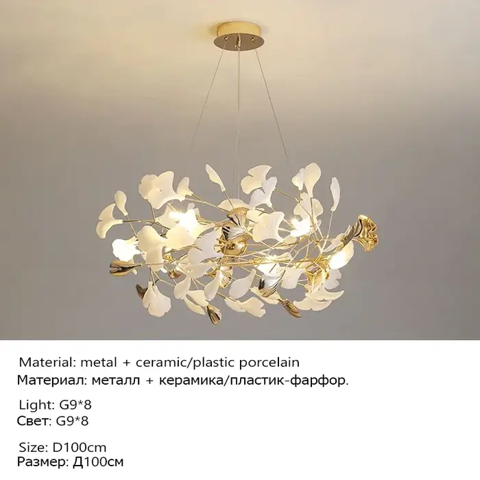 Lustre en céramique de luxe nordique Ginkgo scalp