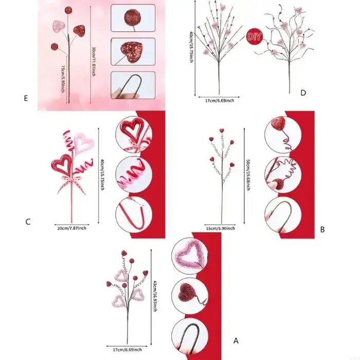 Fleur artificielle décorative avec des motifs cœur