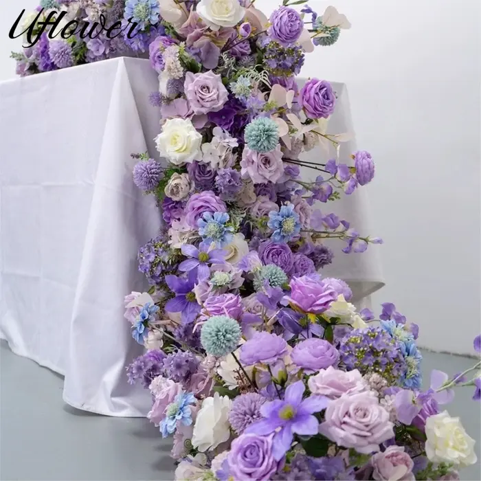 Uflower 200 cm luxe Rose fleur artificielle rangée Table pièce maîtresse mariage toile de fond fleurs mur Arches décor fête scène florale