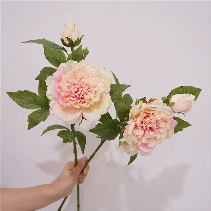 2 têtes de fleurs artificielles pivoine hydratante vraie touche fausses