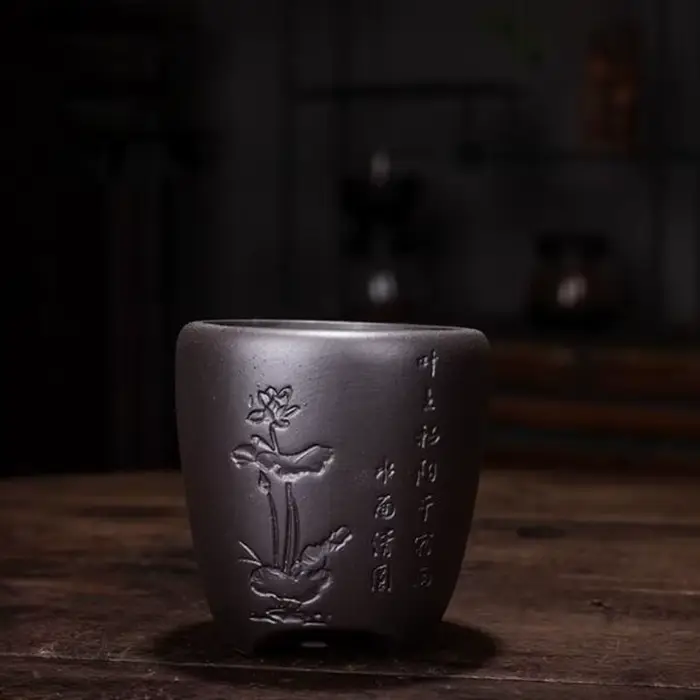 Pot de fleurs à motif Floral orchidée prune en argile violette