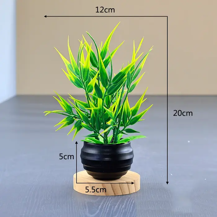 Bonsaï artificiel vert fausse plante feuille de bambou fleur