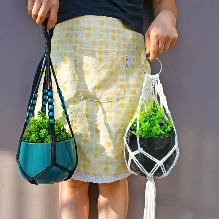 Porte-plante en macramé bohème