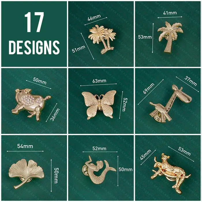 KAK plante forme animale poignée de meuble couleur cuivre boutons de tiroir rétro commode
