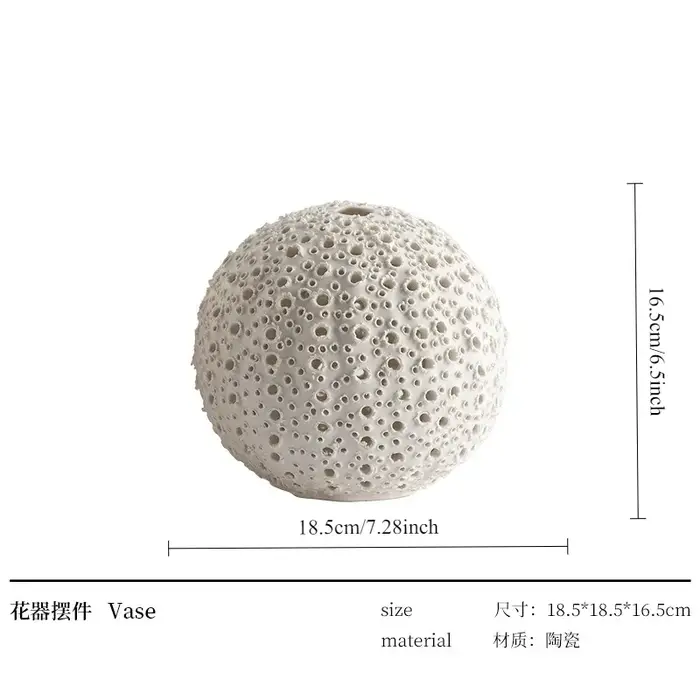 Vase circulaire en céramique corail ajouré, récipient pour fleurs séchées, conteneur pour arrangemen