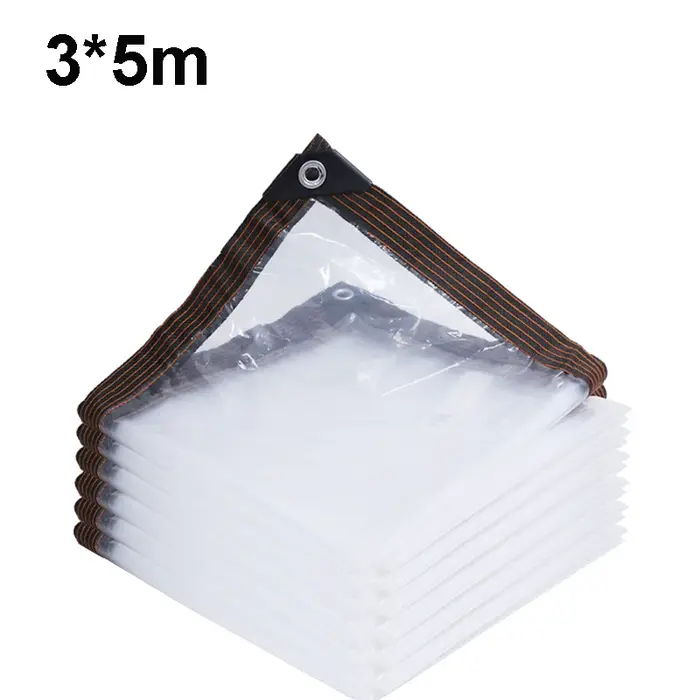 Bâche imperméable transparente en PE avec œillets pour jardin