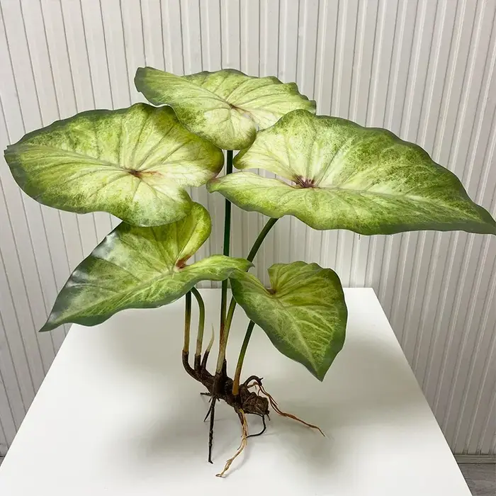 Grandes Feuilles d'Annie avec Racines, Plantes Artificielles Vertes, Paysage de Maison, Décor de Jar