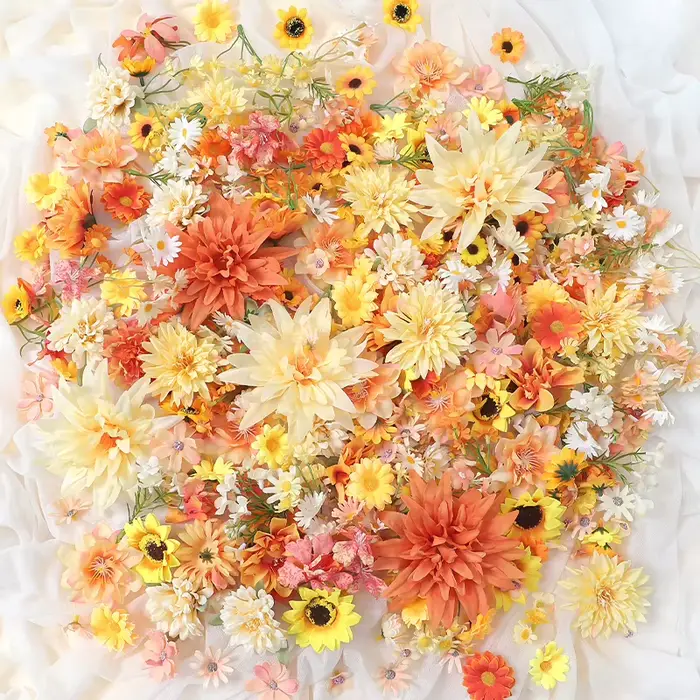 Mélange d'orangers artificiels, têtes de roses, décoration intérieure, ornement de jardin, décoratio
