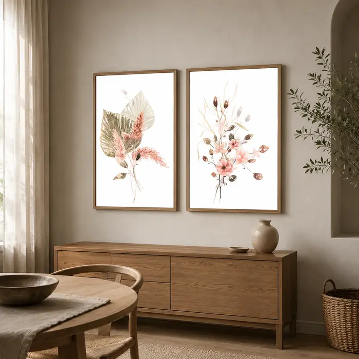 Art mural aux motifs de plantes et de fleurs