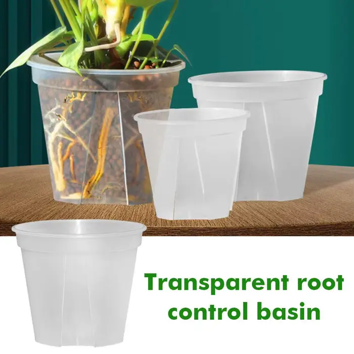 Pot de fleur en plastique transparent pour contrôle des racines
