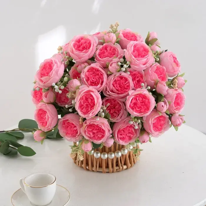 Bouquet de pivoines artificielles d'aloès vert