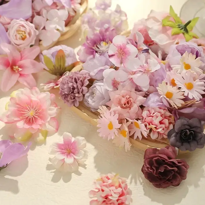 Fleurs artificielles roses en soie