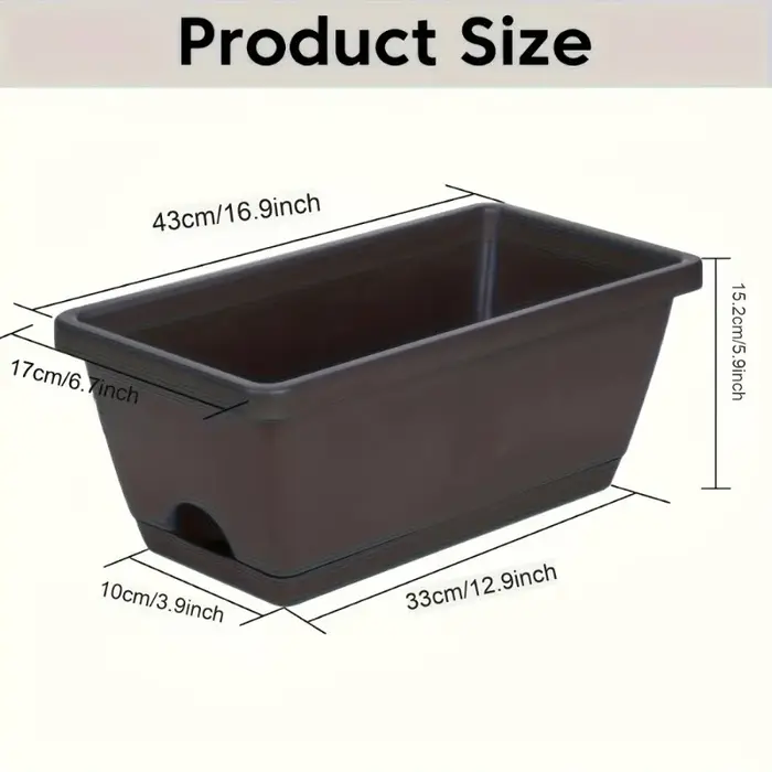 1/3 Pièces Jardinière rectangulaire pour fenêtre, pots de fleurs décoratifs avec trous de drainage, 