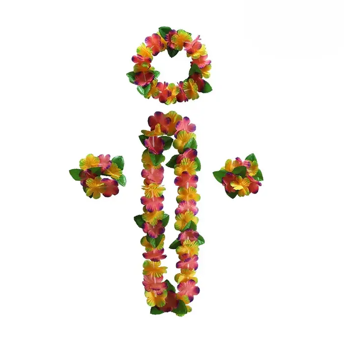 Ensemble de guirlandes de fleurs tropicales de 12 couleurs, collier, bandeau, bracelet, décoration d
