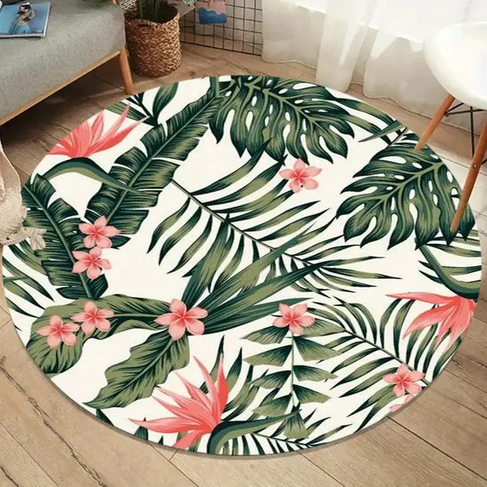 Tapis rond à motif de plantes de Jungle tropicale
