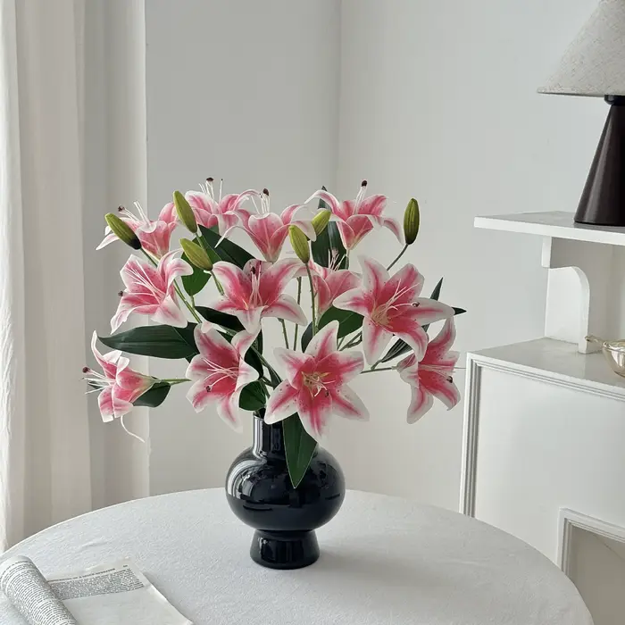 Fleur artificielle de lys blanc à 2 têtes
