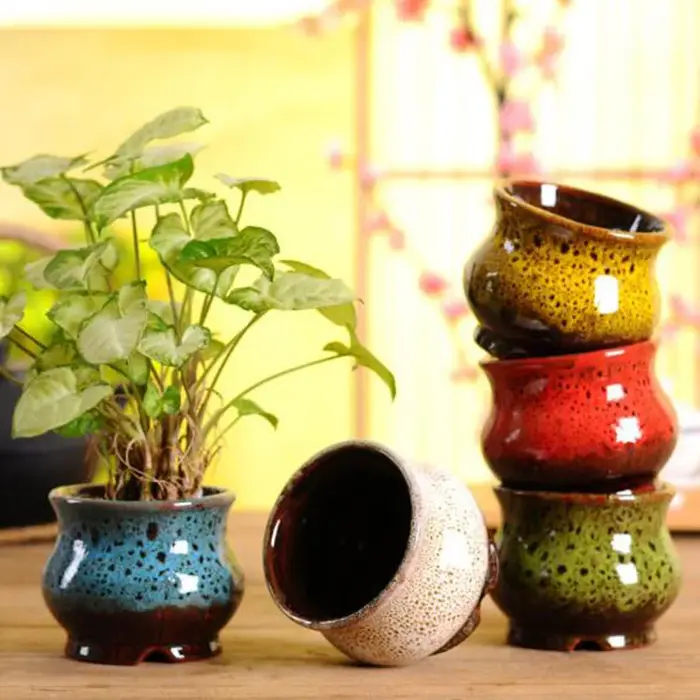 Pot de fleurs à changement de four, glaçage, artisanat classique fait à la main, jardinière de fleurs créative, décoration de balcon, ornements de bureau