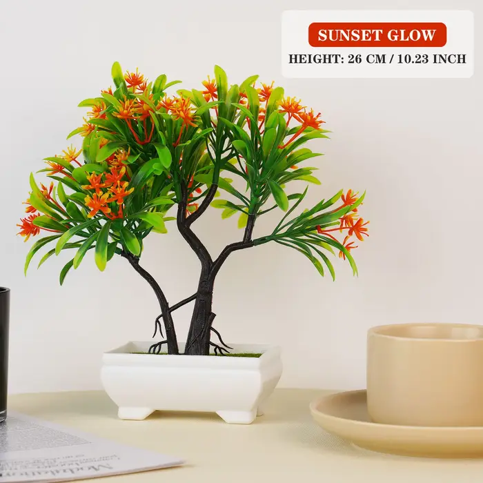 Plantes artificielles bonsaï en pot, petit arbre, fausses fleurs, ornements pour la maison, chambre,