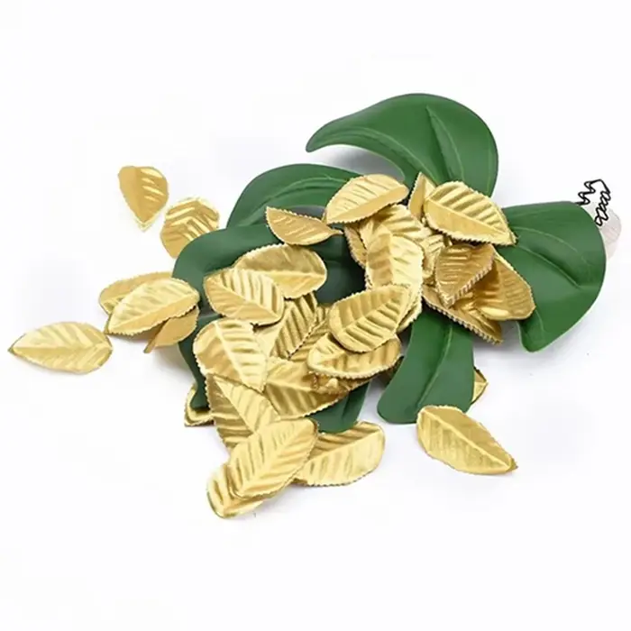 100/200 Pièces Soie Roses Feuilles D'or Plantes Artificielles Fleur Décorative De Noël Guirlande Maison Salon Chaud Décor De Mariage
