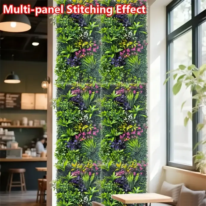 Panneau mural décoratif en plantes vertes artificielles haut de gamme de 50 à 100 cm avec textures de feuilles et de fleurs réalistes pour la décoration extérieure