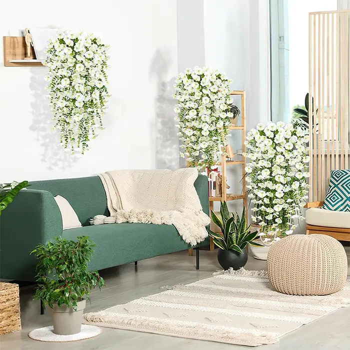 1/2 pièces 75cm blanc artificiel matin gloire tenture murale fausses plantes violettes suspendus fleurs vignes pour la maison jardin décoration de mariage