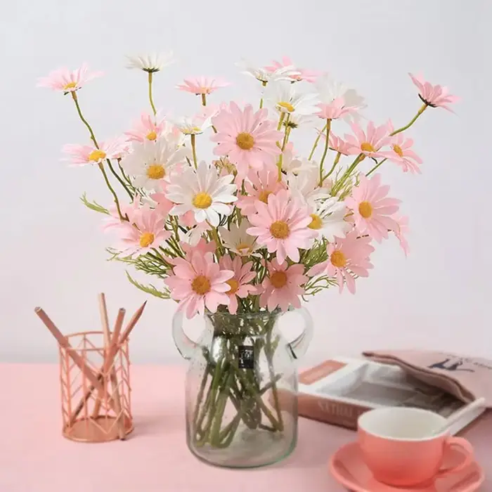 Fleurs artificielles soie Daisy pas cher Bouquet de mariée Festival Accueil mariage jardin Table Decorati bricolage cadeaux scène plante accessoires