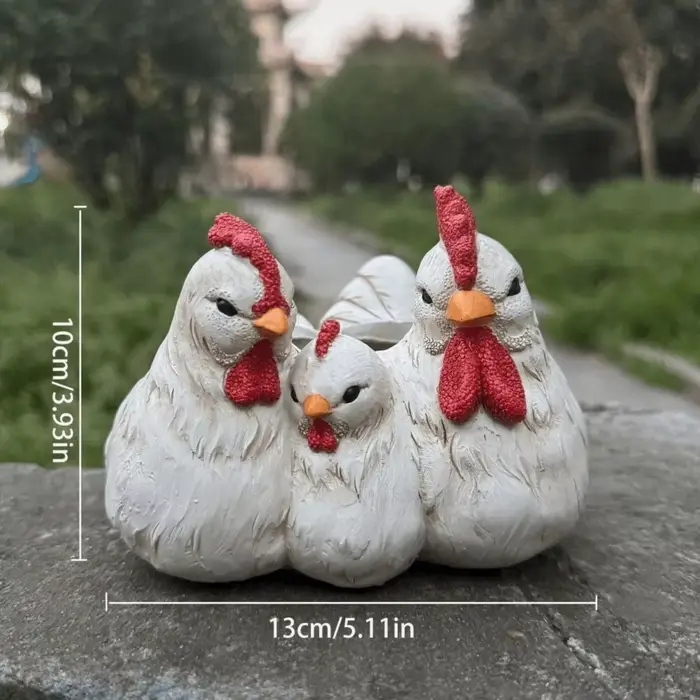Pot de fleurs décoratif en forme de famille de poulets