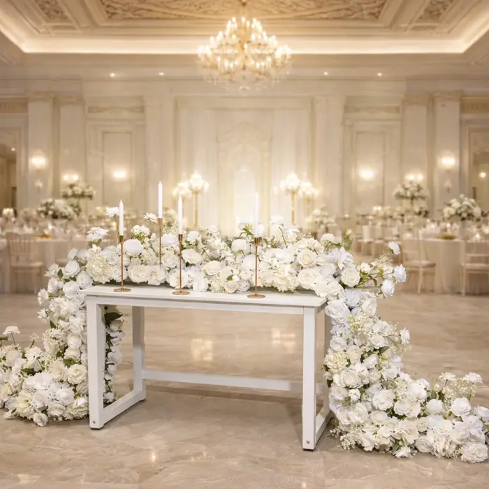 Rangées de roses artificielles