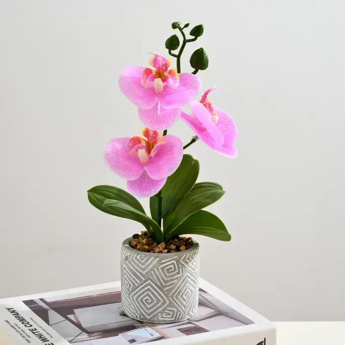 Créatif 3 fleurs et 3 feuilles Phalaenopsis bonsaï Simulation fleur