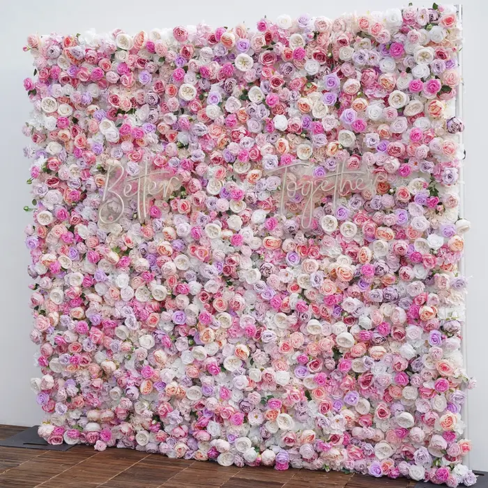 Pivoine Rose de luxe, mur de fleurs en tissu