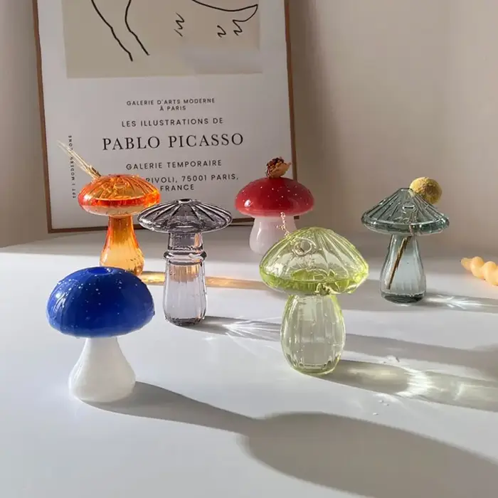 Mini Vase à fleurs en verre Vintage en forme de champignon