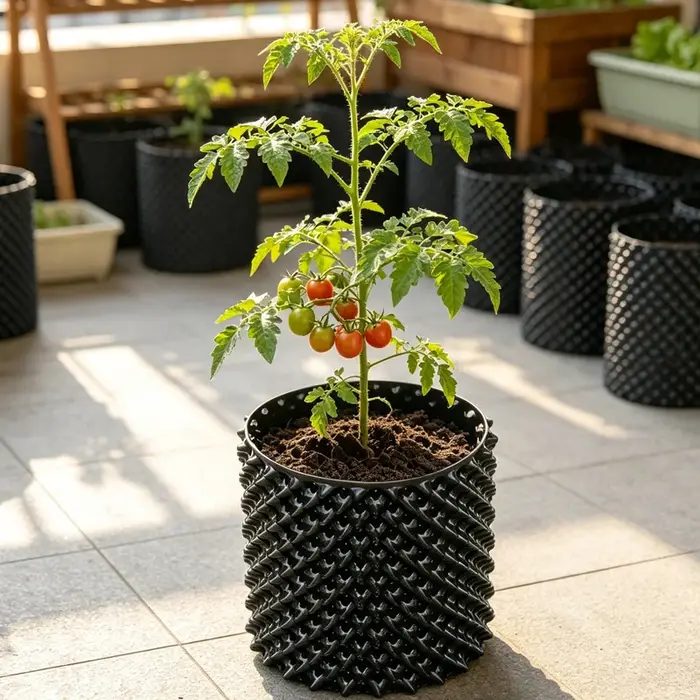 12 pots de pépinière à élagage aérien avec plateaux, pour le contrôle des racines des semis, des légumes et des fruits