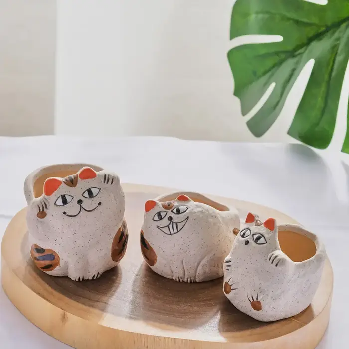 Pot de fleur succulent en céramique Fortune Cat