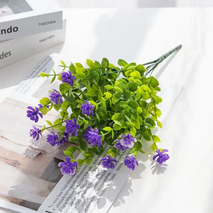 Artificielle Fleurs En Plastique Faux Eucalyptus Plante Mariage nuptiale bouquet De Noël Décor Vase pour La Maison fenêtre rebord bonsaï Festival