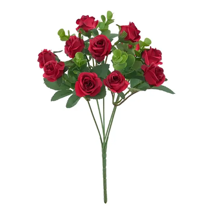 Roses artificielles en soie, feuilles d'eucalyptus, décorations pour intérieur, bureau, maison, tabl