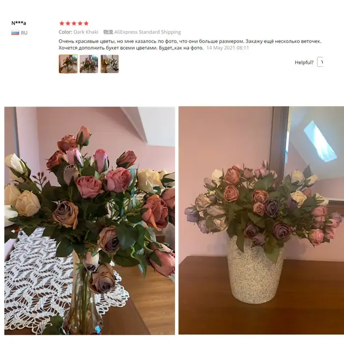 Fleur séchée rose artificielle rétro européenne