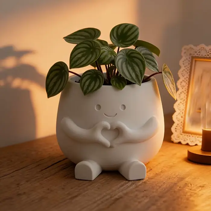 Ensemble de 3 pots de fleurs en forme de cœur imprimés en 3D