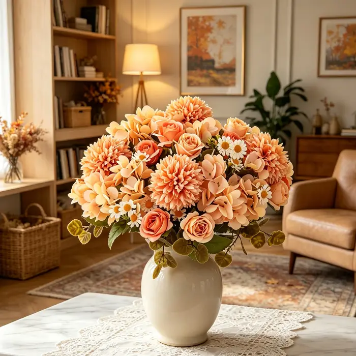 Fleurs Artificielles Camomille Combinées pour Décoration d'Intérieur