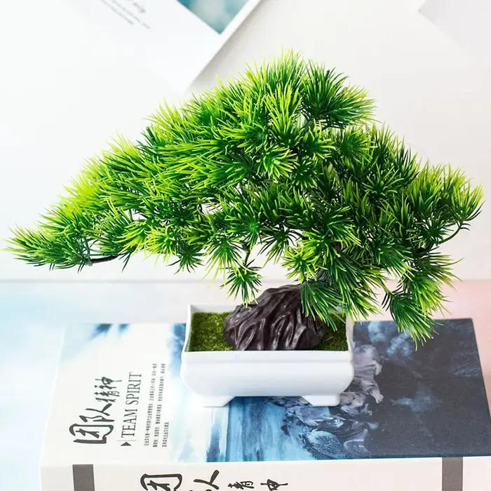 Plantes artificielles en plastique, bonsaï, petit arbre en pot, fausse plante, fleur en pot, arrange