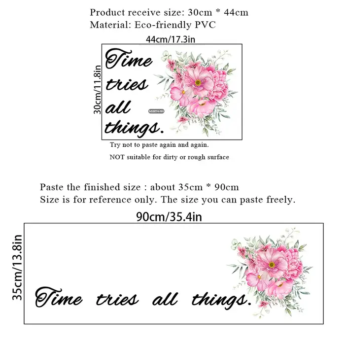 Autocollant mural avec citations inspirantes de fleurs