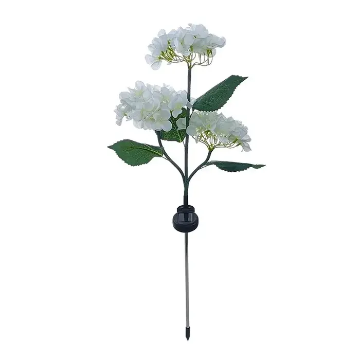 Lampe solaire à 3 têtes en forme d'hortensia pour pelouse