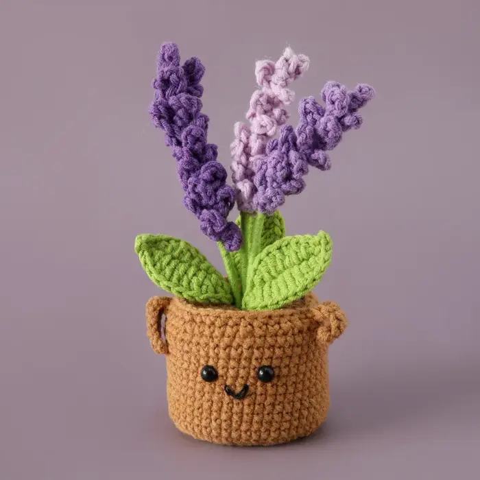 Fleurs au Crochet de blé avec plante tricotée en pot, décoration d'étagère créative, cadeau de remis