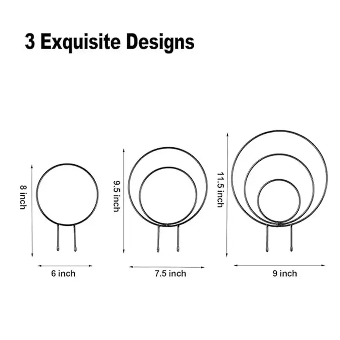 A36T-Ensemble de 3 treillis ronds d'intérieur pour plantes grimpantes